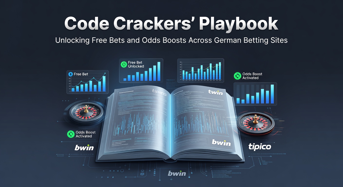Grafik mit Promo-Codes und Free-Bet-Symbolen auf deutschen Wettseiten, die Freiwetten und Quoten-Boosts entschlüsseln