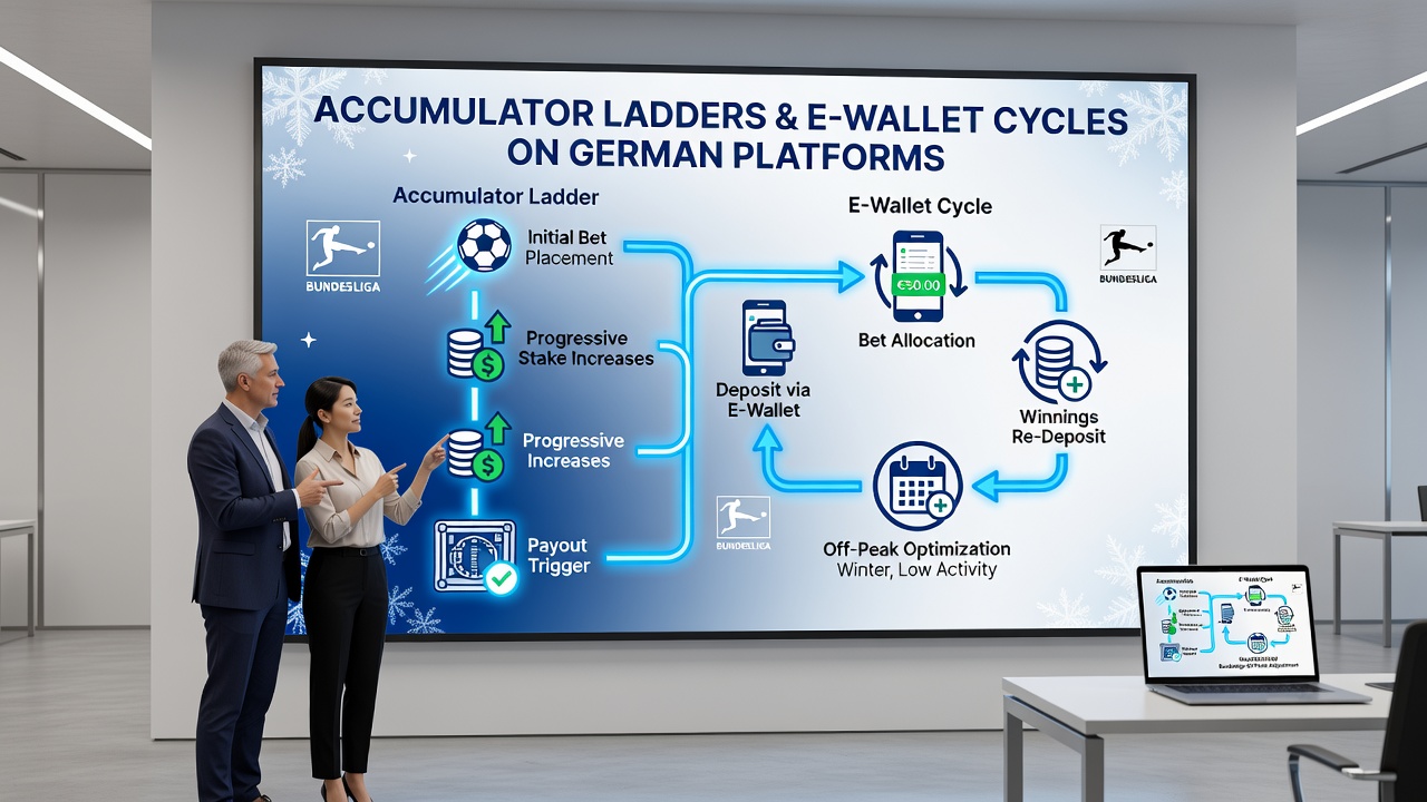 Grafiken illustrieren die zeitliche Abstimmung von E-Wallet-Transaktionen und Akkumulator-Stufen auf regulierten deutschen Wettseiten