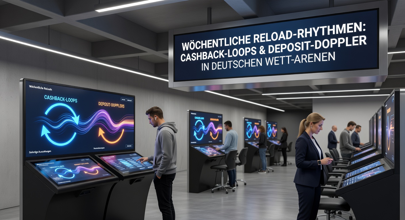 Diagramm mit Wellenlinien, die Einzahlungsdoppler und Cashback-Peaks in einer typischen Wette-Woche darstellen, inklusive Markierungen für Montag-Starts und Wochenend-Höhepunkte